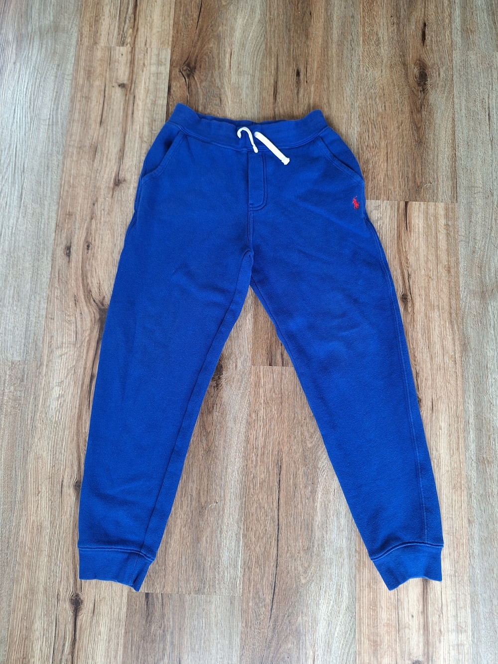 Ralph Lauren Royal Blue Kids Jogger Sweatpants with White Drawstring